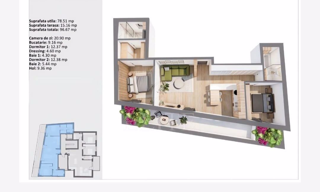 Apartament 3 camere în zona SEMICENTRALA-1016716