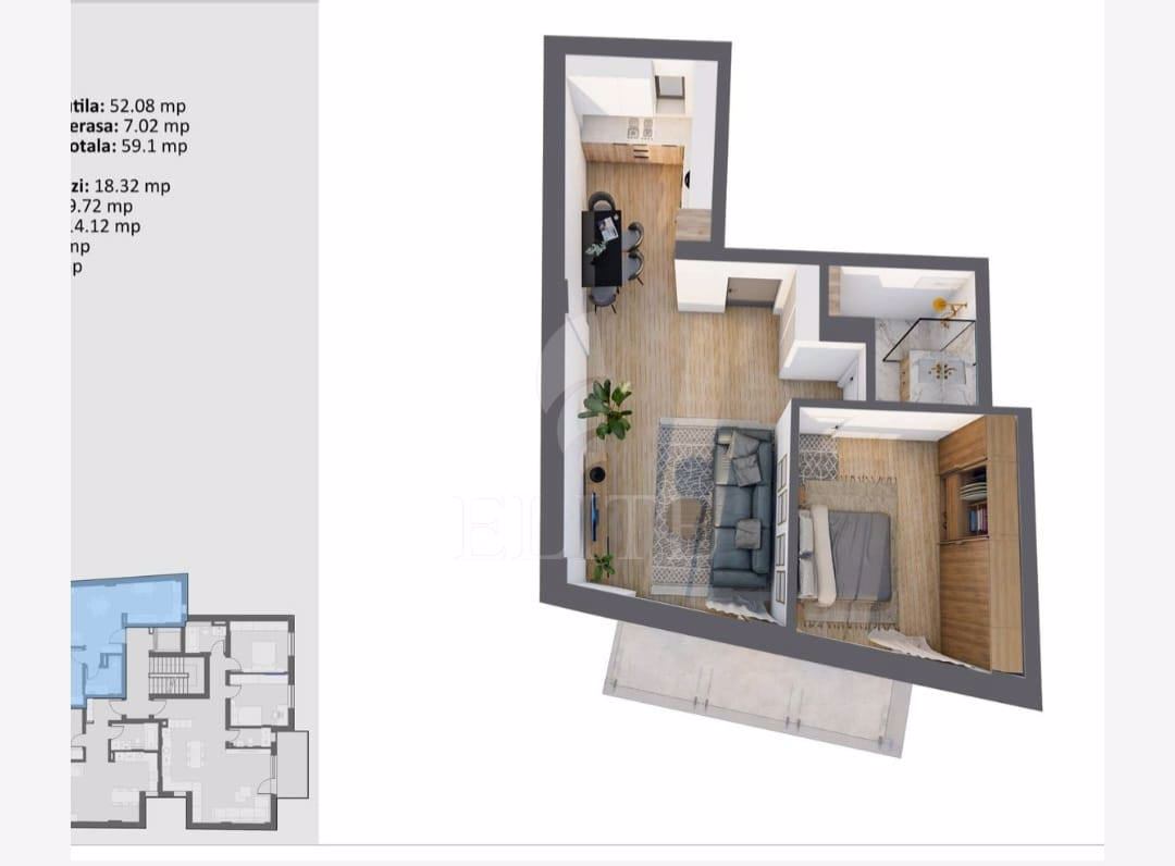 Apartament 2 camere în zona SEMICENTRALA-1016841