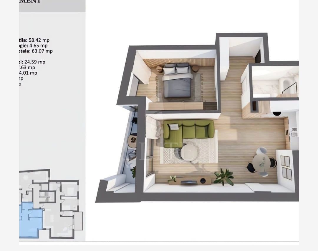 Apartament 2 camere în zona SEMICENTRALA-1146330