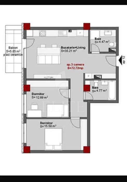 Apartament 3 camere în zona FLACARA-1155308