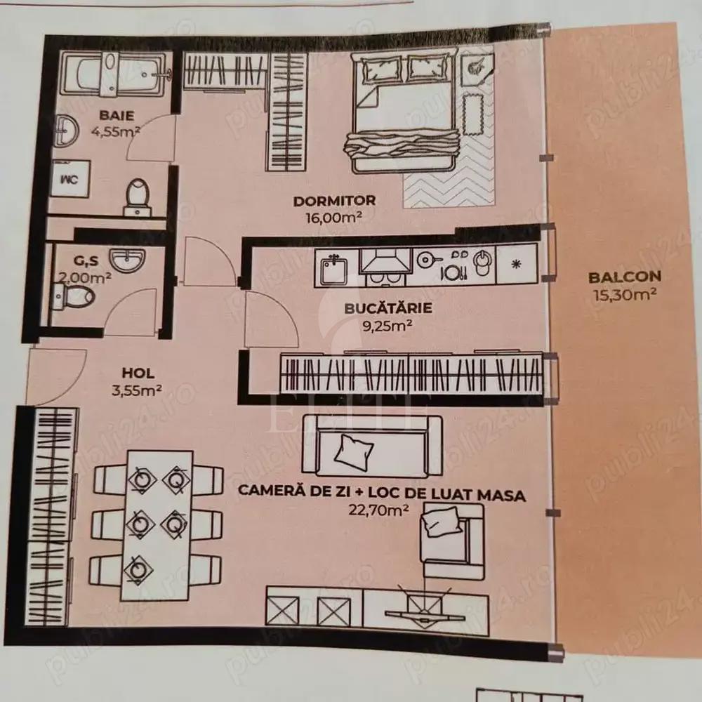 Apartament 2 camere în zona DAMBUL ROTUND-1175664