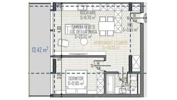Apartament 2 camere în zona Dambu Rotund-1200438