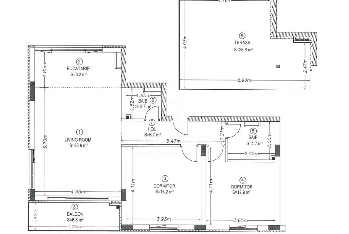 Apartament 3 camere în zona ANDREI MURESANU SUD-1207665